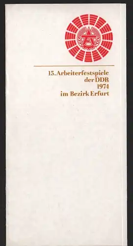 DDR - Gedenkblatt, 15. Arbeiterfestspiele der DDR 1974 im Bezirk Erfurt.