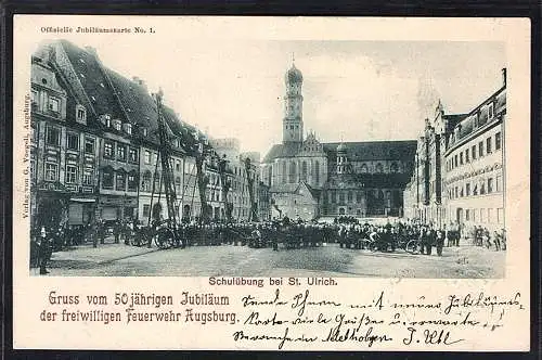 Bayern, Privatganzsache PP15-C18, Jubiläum der freiwilligen Feuerwehr Augsburg.