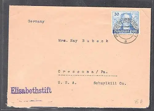 Berlin, Auslandbrief mit EF. Mi.-Nr. 63