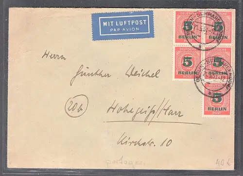 Berlin, Luftpost-Fernbrief mit MeF. Mi.-Nr. 64