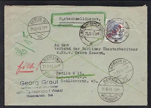 Berlin, Postschnelldienst mit  EF. Mi.-Nr. 32, sign. SchlegelBPP: