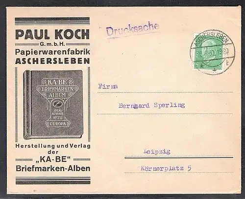 DR. Reklame-Brief, KA-BE Briefmarken-Alben, Paul Koch GmbH, Ascherlseben.