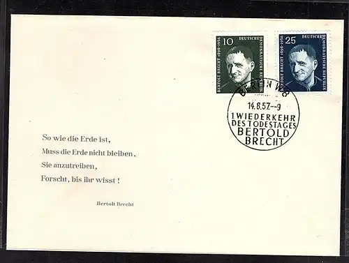 DDR. FDC. Mi.-Nr. 593-594, falscher Schreibweise "Bertold Brecht"
