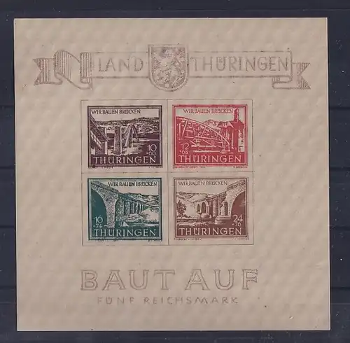 SBZ- Thüringen., Mi.-Nr. Block 4 cy , postfrisch, FA. Dr. JaschBPP.