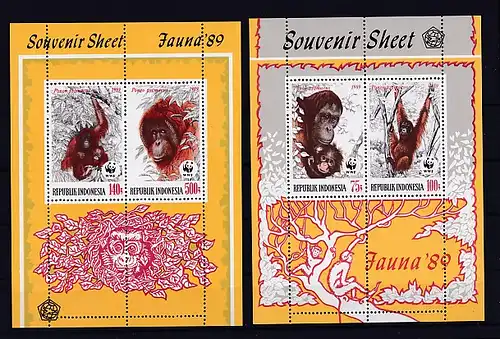 WWF, Indonesien, Mi.-Nr. Block 67-68 postfrisch.