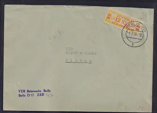 DDR.ZKD-Brief, EF. Mi.-Nr.  Dienst-19 I L