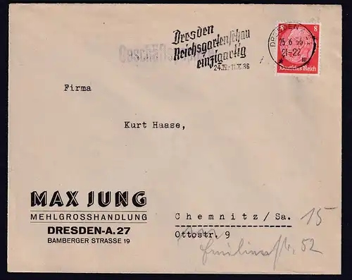 DR. Reklame-Brief, Max Jung Mehlgrosshandlung, Dresden