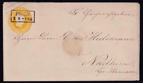 AD. Preußen-Ganzsache, von Posen nach Nordheim gelaufen.