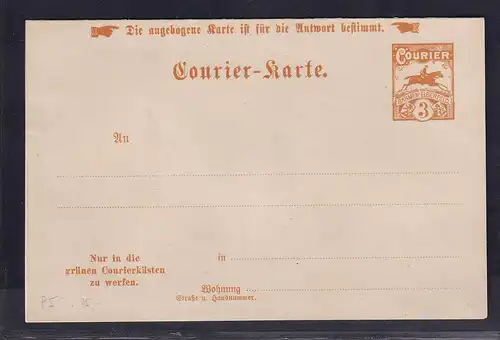 Privatpost, Courier-Karte, Barmen Elberfeld , doppel Karte, ungebraucht.