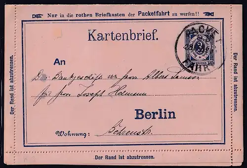 Privatpost, Packetfahrtkarte Berlin, Mi.-Nr. K13, gestempelt.