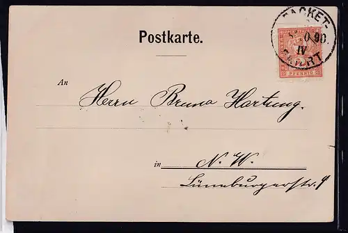 Privatpost, Packetfahrtkarte Berlin1890, EF. Mi.-Nr. 54