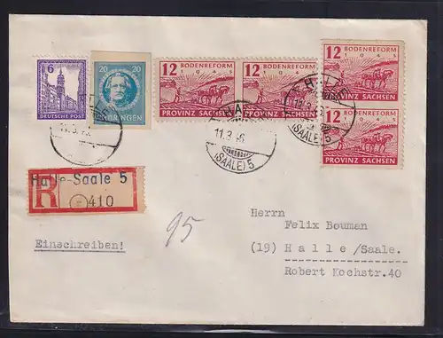 SBZ- Provinz Sachsen, Mi.-Nr. 2x 86 wbA, 2x 86 waC, 98 BX t, 158 Ya, FA.Schulz