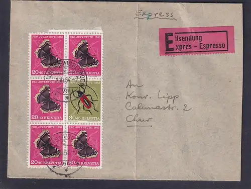 Schweiz, Eilt-Fernbrief mit Mi.-Nr. H-Blatt 46,Umschlag mit leichtem mittel Bug.
