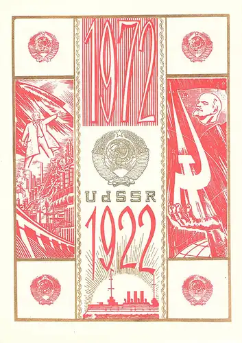 DDR - Gedenkblatt, 50 Jahre UDSSR, A 7-1972 a