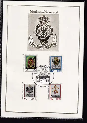 DDR - Gedenkblatt, Posthausschild um 1776, B6-1990