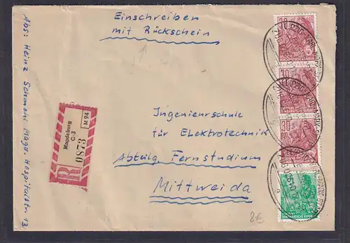 DDR,  R-Fernbrief mit BP-St. Leipzig-Karl-Marx-Stadt,