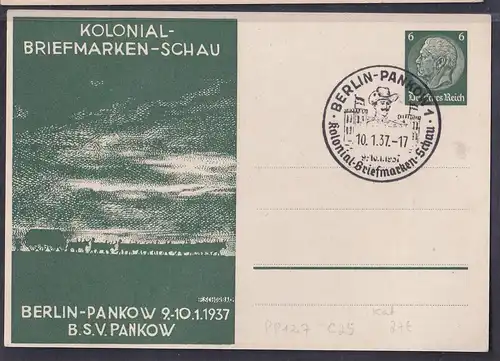 DR., Privatganzsache, Kolonial-Briefmarken-Schau PP 127- C25, gestempelt.