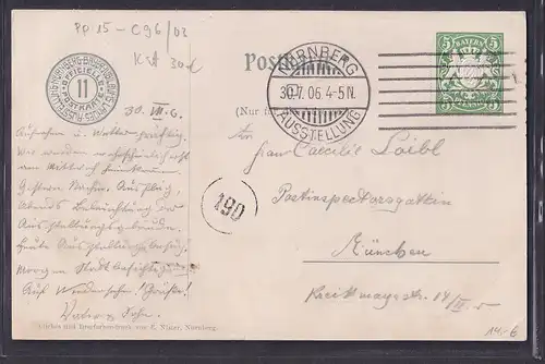 DR., Privatganzsache, Bayer. Jubiläums Landes Ausstellung Nürnberg, gestempelt.