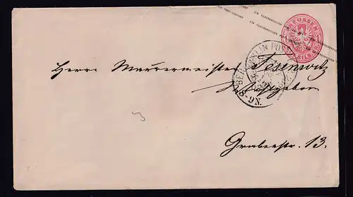 AD. Preußen-Ganzsache als Orts-Brief innerhalb Berlin gelaufen.