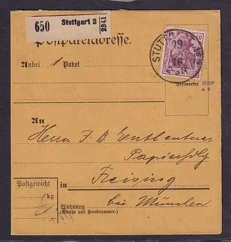 DR., Paketkarte mit EF. Mi.-Nr. 92 II a, sign. Jäschke-L.