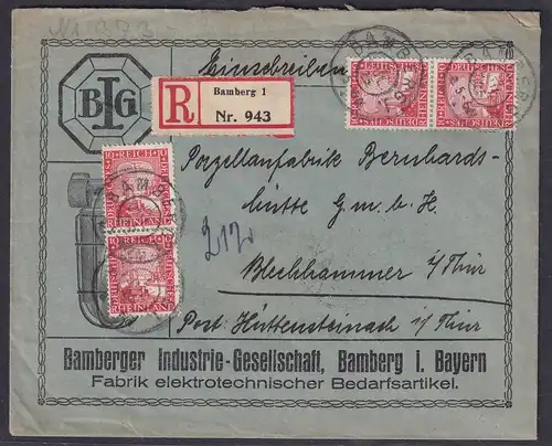DR.Reklame-Brief,Bamberger Industrie-Gesell., mit Me.F. Mi.-Nr. 373,