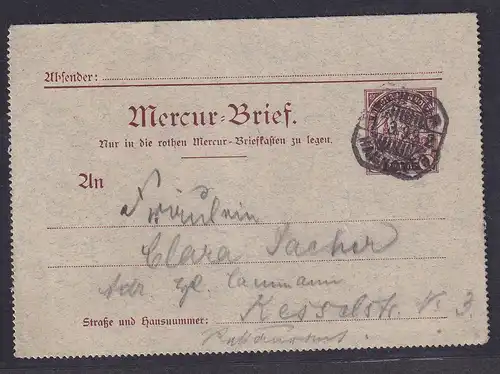 Privatpost, Mercur-Brief Hannover 1899, 3 Pfg. Braun, gelaufen.