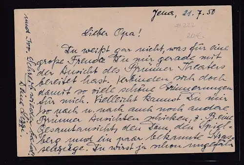 SBZ., Ausland-Karte mit EF. Mi.-Nr. 222