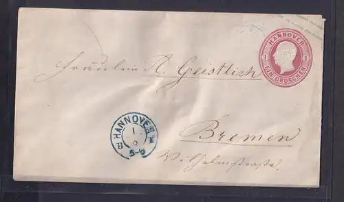 AD. Hannover-Ganzsache von Hannover nach Bremen gelaufen