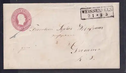AD. Preußen-Ganzsache von Weissenfels nach Grimma gelaufen