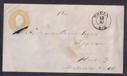 AD. Preußen-Ganzsache von Coeln  gelaufen