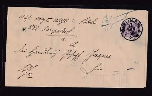 DR, Mi.-Nr.40, auf erm. Ortsbrief innerhalb Berlins 1889, sign. Jäschke-L.