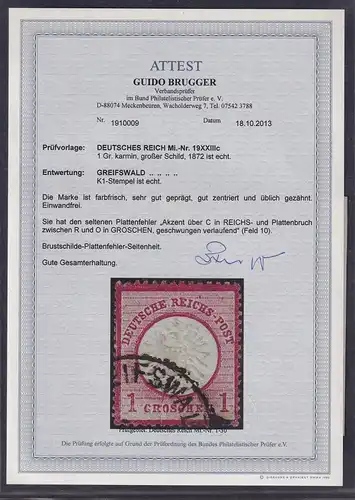 DR, Mi.-Nr.19 XXIIIc, gestempelt, FA. BruggerBPP