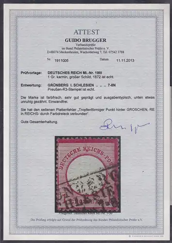 DR, Mi.-Nr. 19 III, gestempelt, FA. BruggerBPP