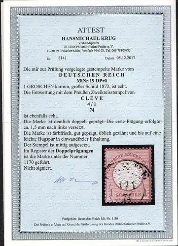 DR, Mi.-Nr.19, DPrä, gestempelt, FA. SommerBPP