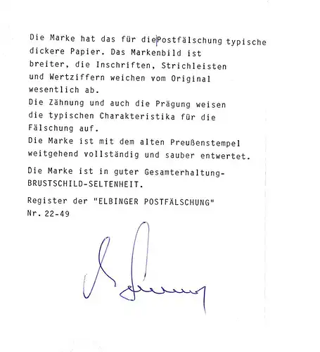 DR., Mi.-Nr. 22 Postfälschung. gestempelt, FA. SommerBPP