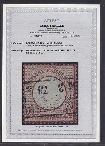 DR., Mi.-Nr.21 a DPrä, gestempelt, FA. BruggerBPP