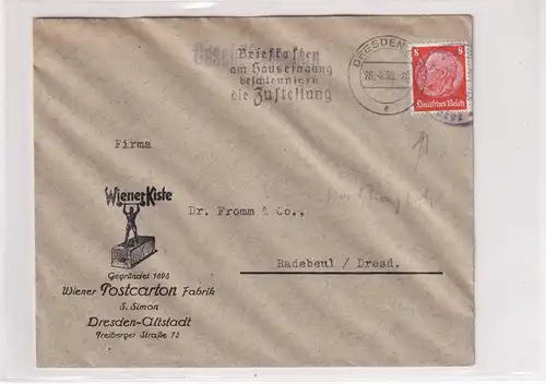 DR. Reklamebrief, Wiener Postcarton Fabrik, Dresden