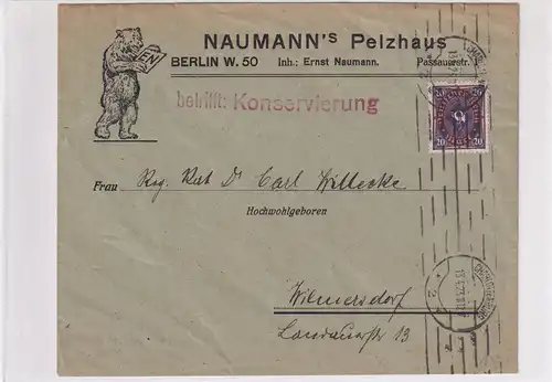 DR. Reklamebrief, Naumann's Pelzhaus, Berlin, Infla geprüft.