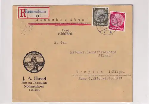 DR. Reklamebrief,  Molkerei, Käsefabrik, J.A. Hasel, Nonnenhorn Bodensee