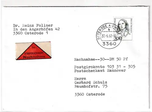 Bund, NN-Brief mit EF. Mi.-Nr.  1956