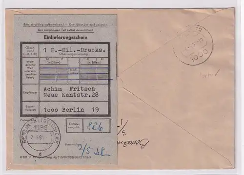 DDR. R-Eilbote-Fernbrief mit EF.  Mi.-Nr.  Block 95