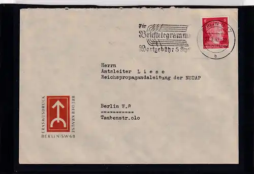 DR. Reklamebrief,  "Erasmusdruck Brüder Krause", Berlin