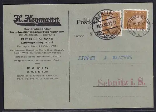 DR. Reklamekarte, Generalagentur In-u. Ausländ. Fabrikanten H. Heymann Berlin