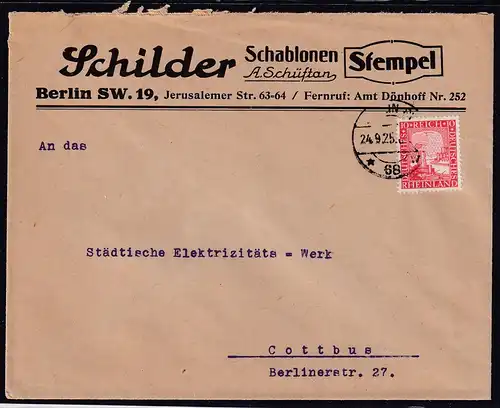 DR. Reklamebrief,  "Schilder Schablonen" Berlin