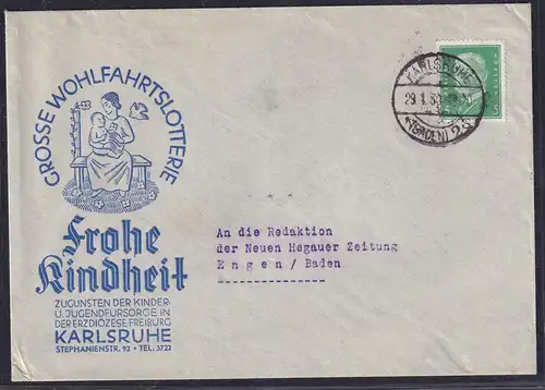 DR. Reklamebrief,  " Katholische Wohlfahrts-Lotterie, Karlsruhe