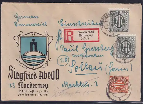 Bizone, AM Post R-Fernbrief mit MiF. Mi.-Nr.  2x 32 Aa