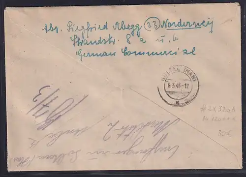 Bizone, AM Post R-Fernbrief mit MiF. Mi.-Nr.  2x 32 Aa