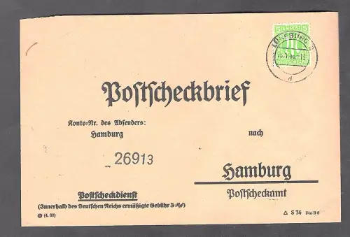 Bizone, AM Post, Postscheckbrief mit EF: Mi.-Nr.  19 D, sign. HettlerBPP