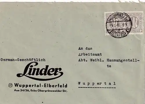 Bizone, AM Post, Ortsbrief mit MeF.  Mi.-Nr.  18 D, sign. HettlerBPP