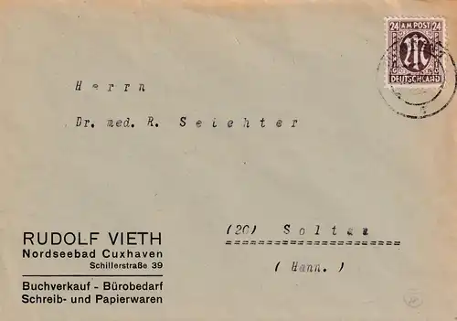 Bizone, AM Post Fernbrief mit EF.  Mi.-Nr.  27 A, sign. HettlerBPP